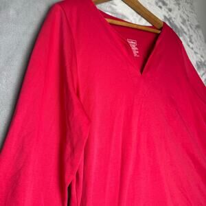 L.L.Bean Women’s XL Reg Pink Supima Cotton V Neck 3/4 Sleeve Top